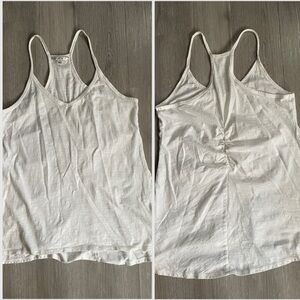 CAbi Cotton White Ruched Back Tank size Large